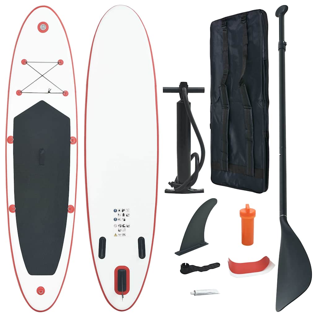 SUP - Vidaxl uppblåsbar stand up paddleboard set röd vit stabilt robust