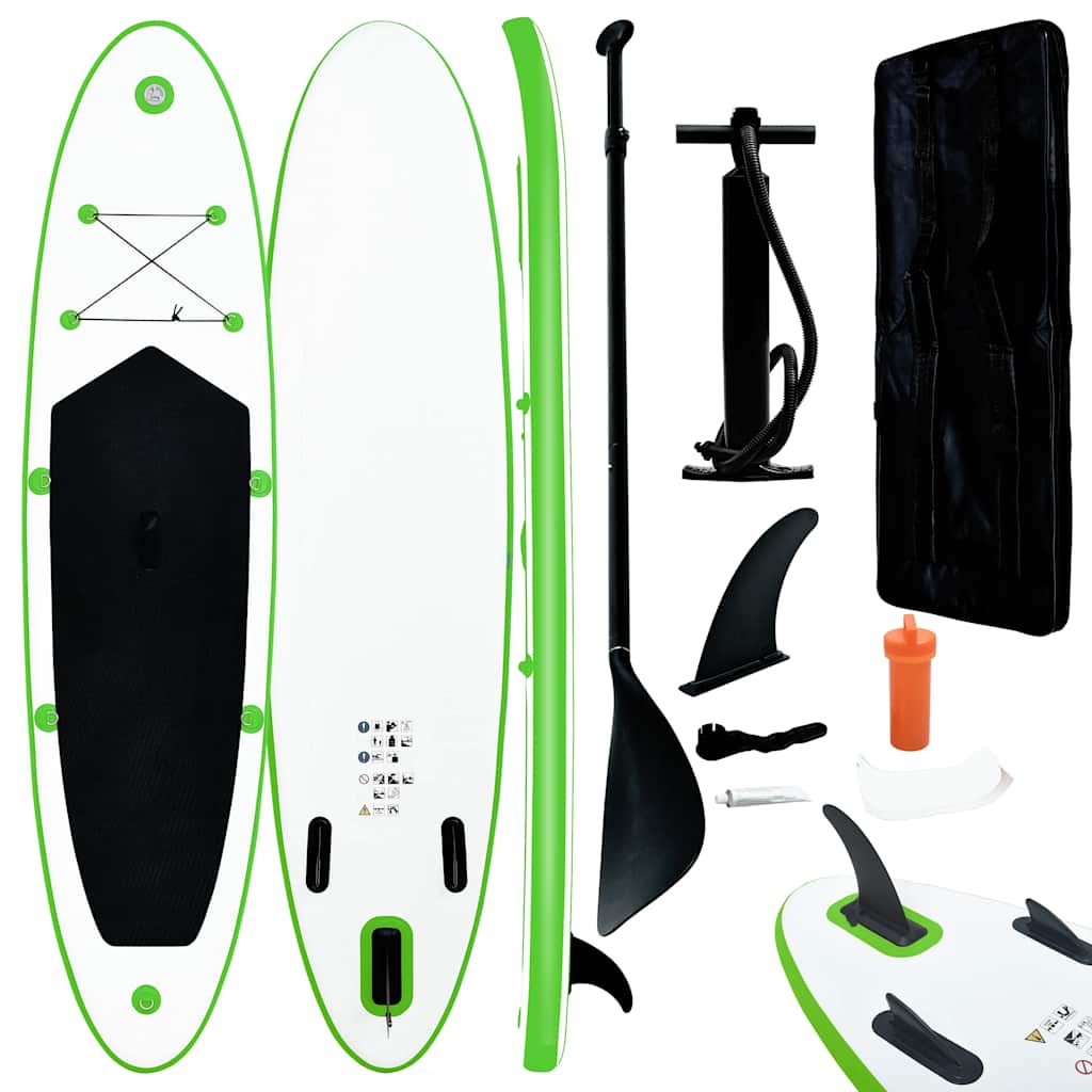 SUP - Vidaxl uppblåsbar stand up paddleboard set grön och vit