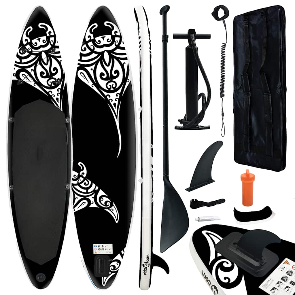 SUP - Vidaxl Uppblåsbar Stand Up Paddleboard Set 305x76x15 cm Svart