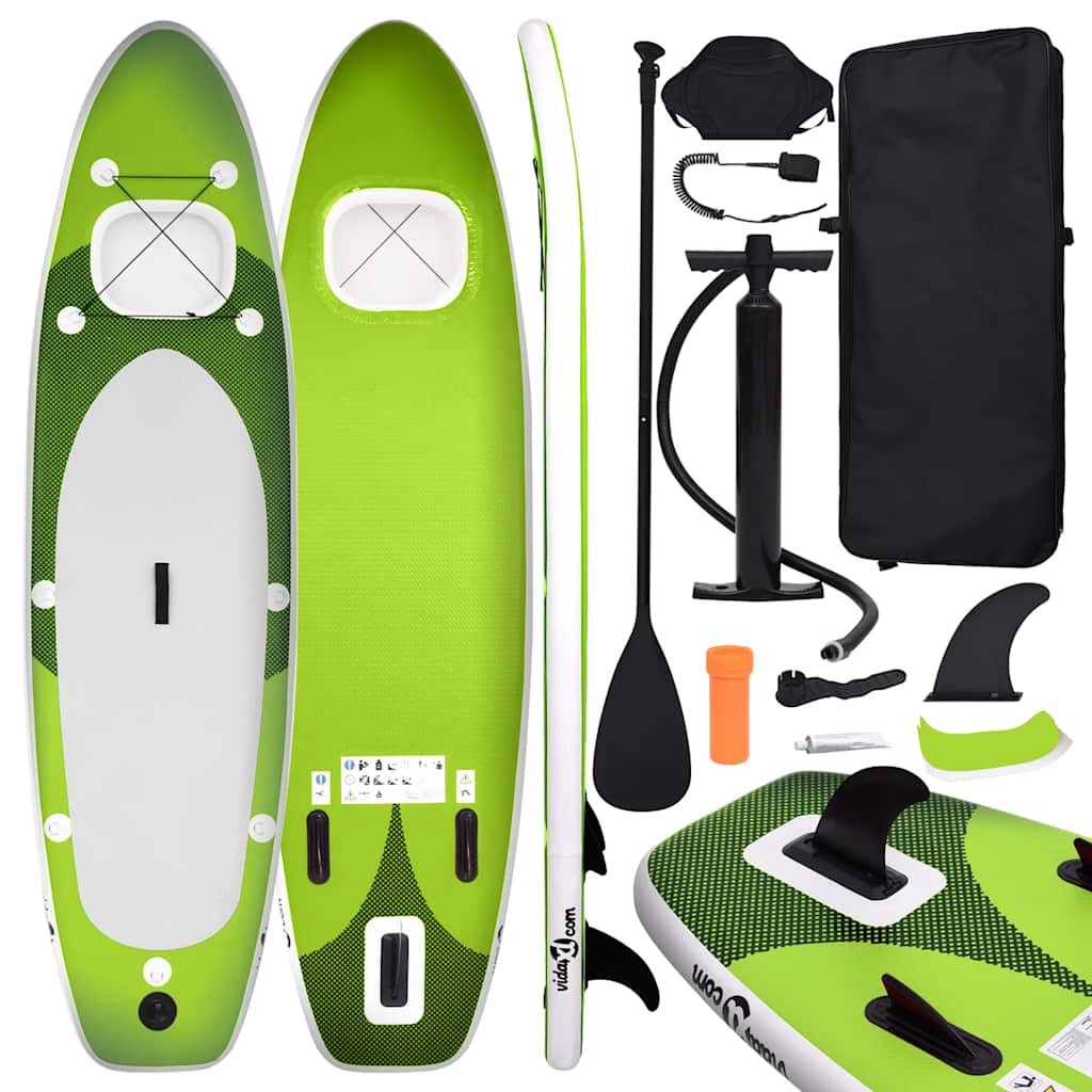 SUP - Vidaxl uppblåsbar SUP bräda set 360x81x10 cm grön med säte och bärväska