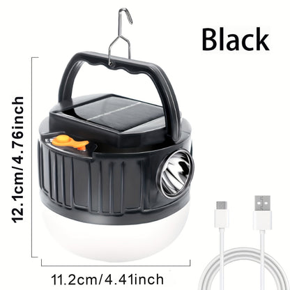 Solar-Powered Rechargeable LED Camping Lantern for Outdoor Use