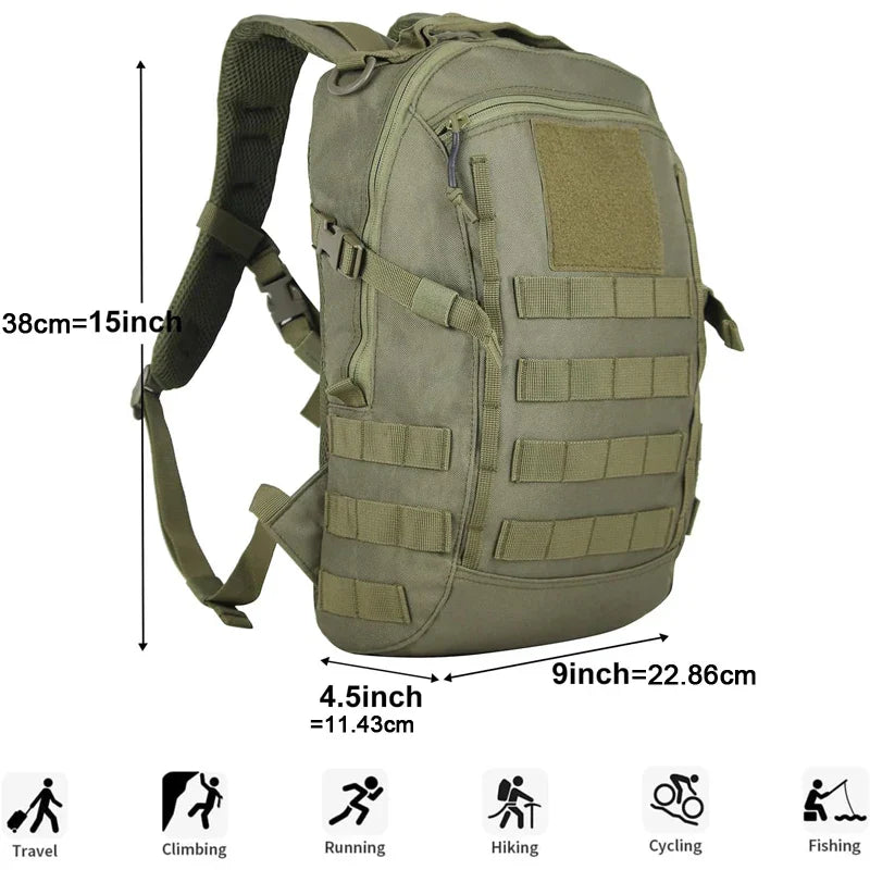 Vattentät taktisk Ryggsäck 12L grön hållbar nylon