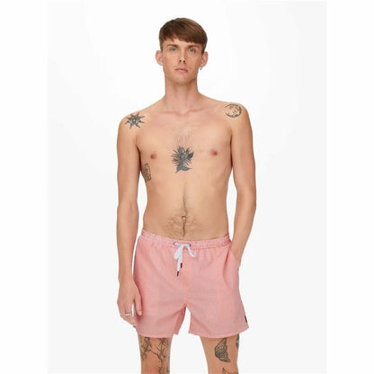 Badbyxor Herr Only & Sons Onsted Stripe Seersucker Rosa finns hos Aktivcamping