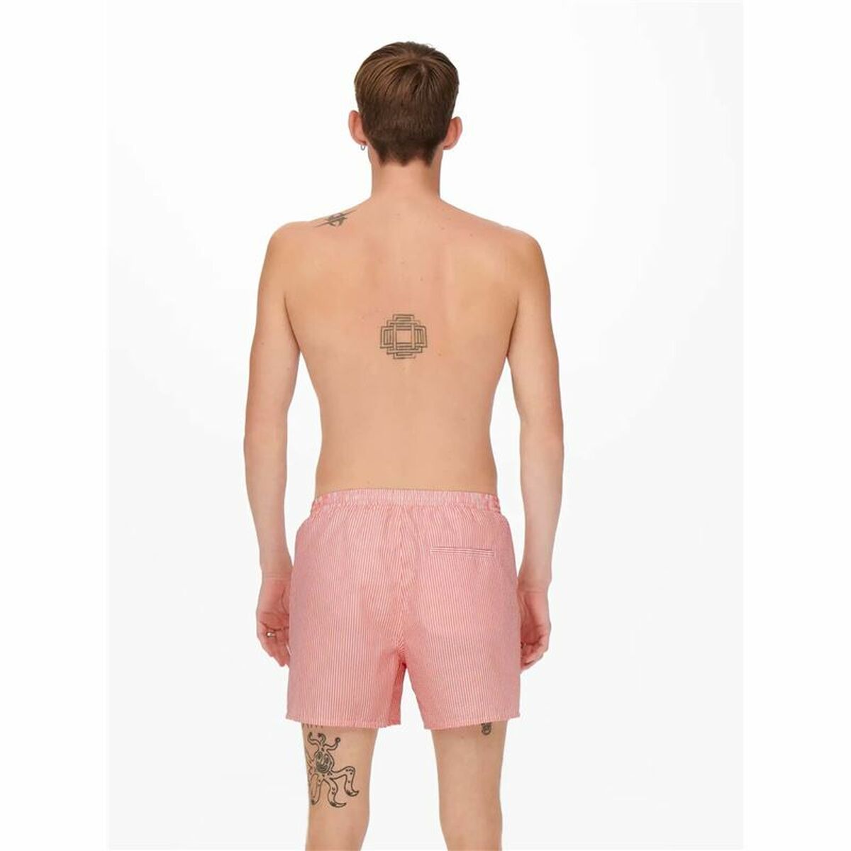 Badbyxor Herr Only & Sons Onsted Stripe Seersucker Rosa finns hos Aktivcamping