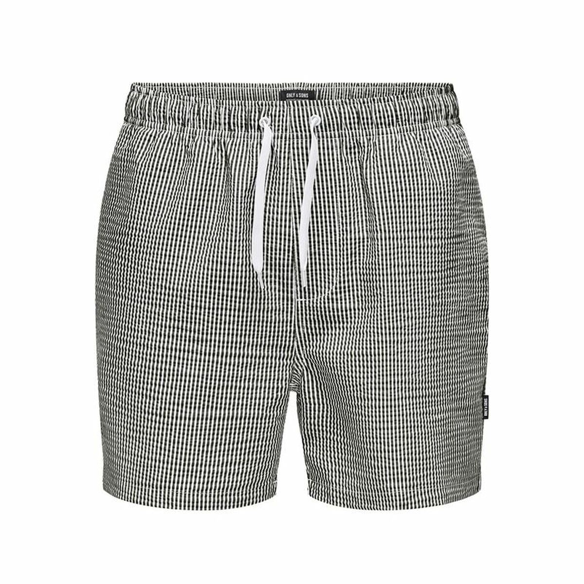 Badbyxor Herr Only & Sons Onsted Stripe Seersucker Vit Svart finns hos Aktivcamping