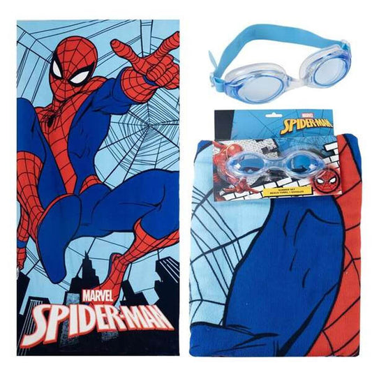 Badhandduk och simglasögon Spider-Man Mörkblå finns hos Aktivcamping