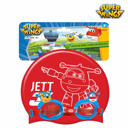 Badmössa och simglasögon Super Wings Barn (12 antal) finns hos Aktivcamping