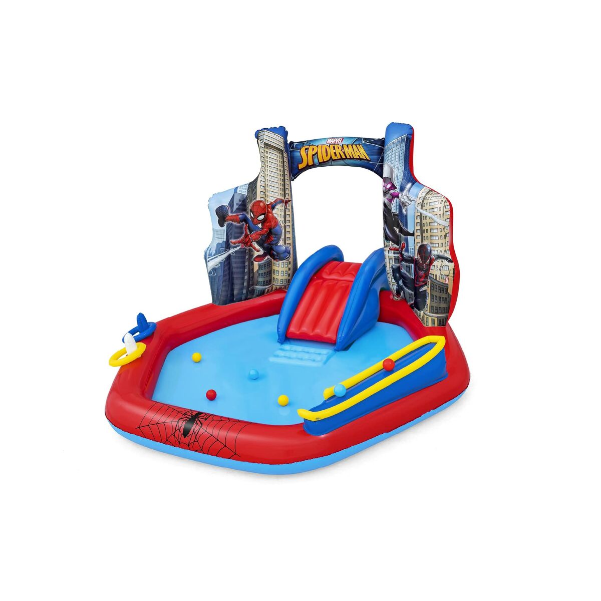 Barnpool Bestway Spiderman 211 x 206 x 127 cm Lekplats finns hos Aktivcamping