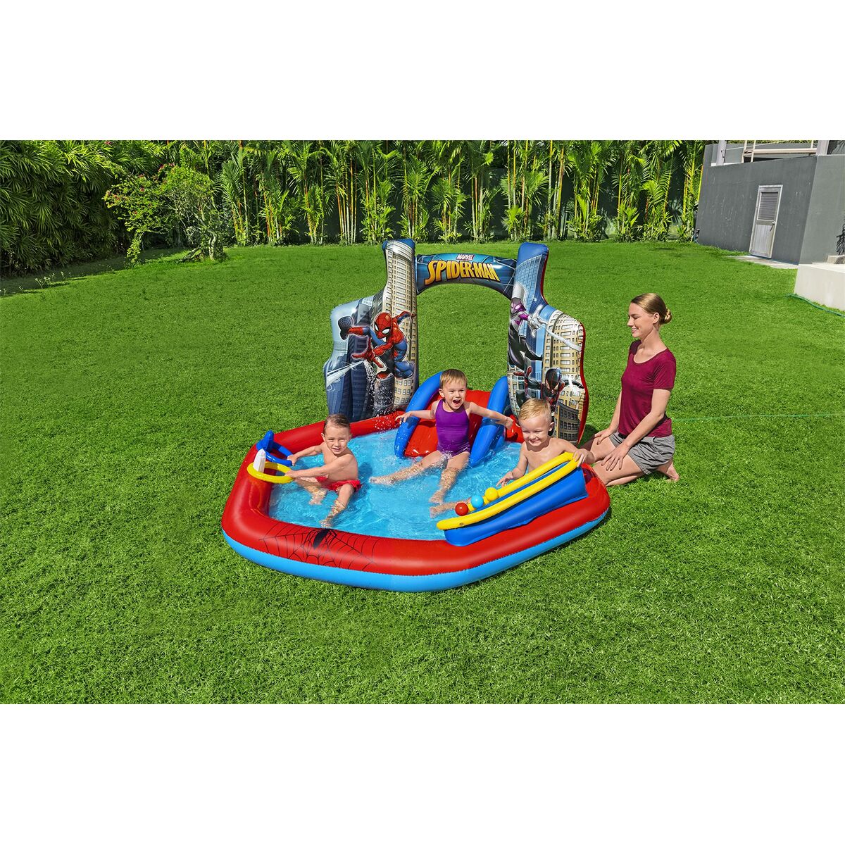 Barnpool Bestway Spiderman 211 x 206 x 127 cm Lekplats finns hos Aktivcamping