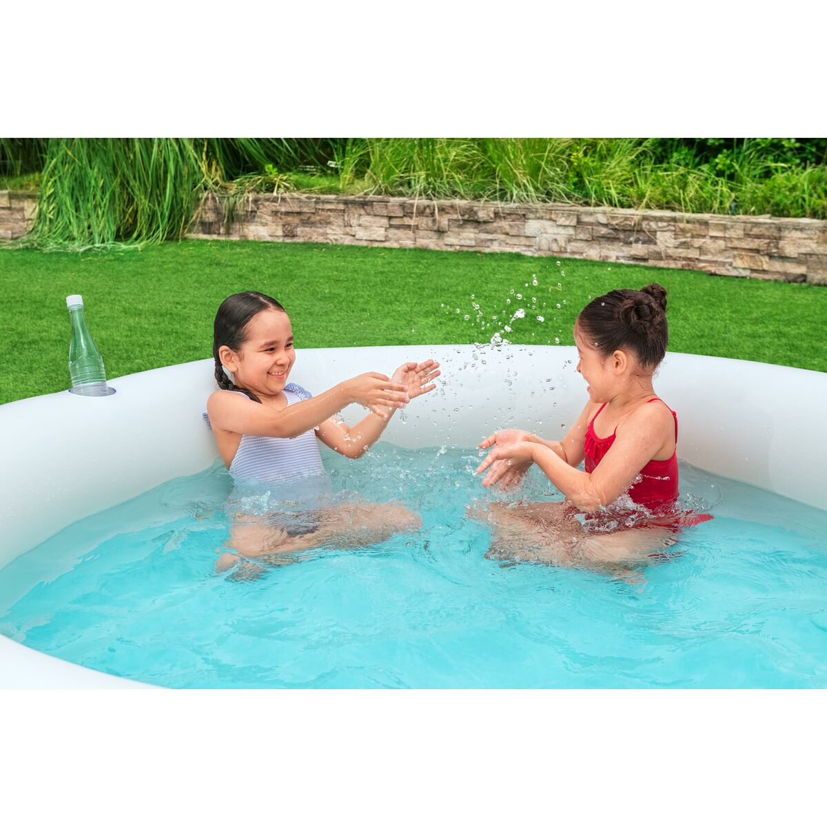 Bestway Barnpool 2 Ringar Regnbåge 206x206x51 cm +6 År Trädgård 54443 - finns hos Aktivcamping