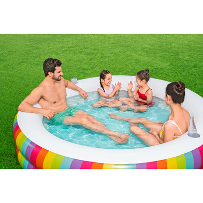 Bestway Barnpool 2 Ringar Regnbåge 206x206x51 cm +6 År Trädgård 54443 - finns hos Aktivcamping