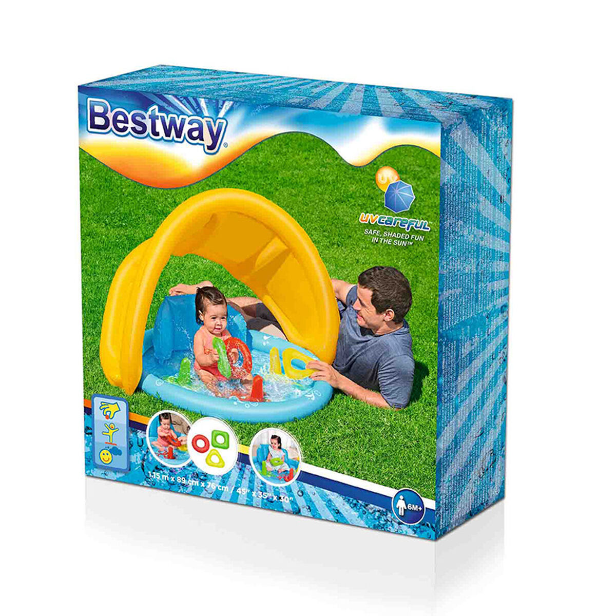 Bestway Barns Uppblåsbara Lärandebassäng med Avtagbart Tak 115x89x76 cm +6 Månader Trädgård 52568 finns hos Aktivcamping