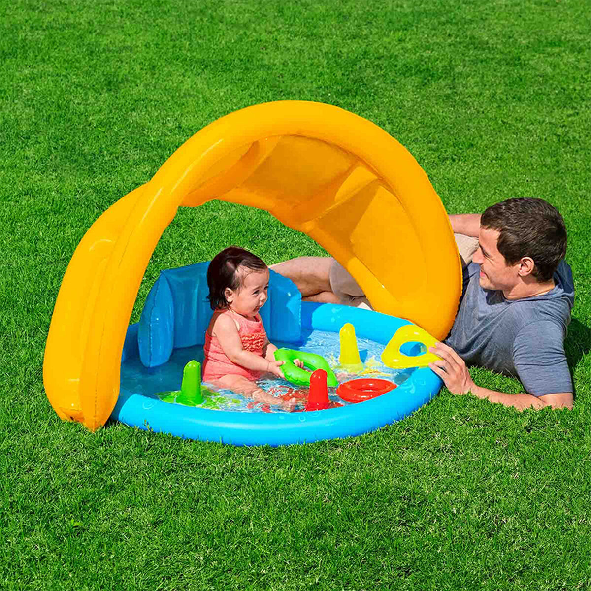 Bestway Barns Uppblåsbara Lärandebassäng med Avtagbart Tak 115x89x76 cm +6 Månader Trädgård 52568 finns hos Aktivcamping