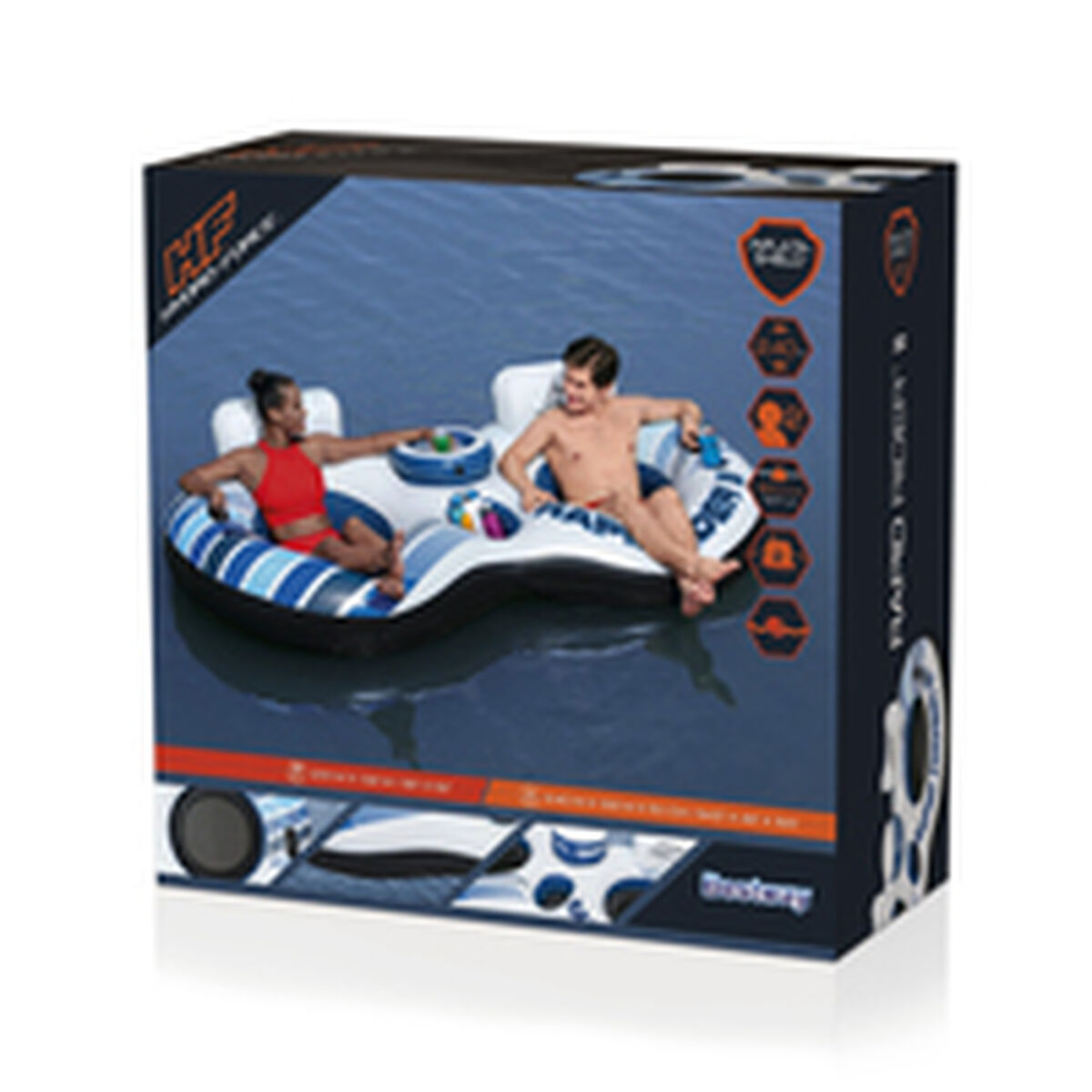 Bestway Dubbel Uppblåsbar Hjul med Handtag Rapid Rider 251x132 cm Strand och Pool 43113 finns hos Aktivcamping