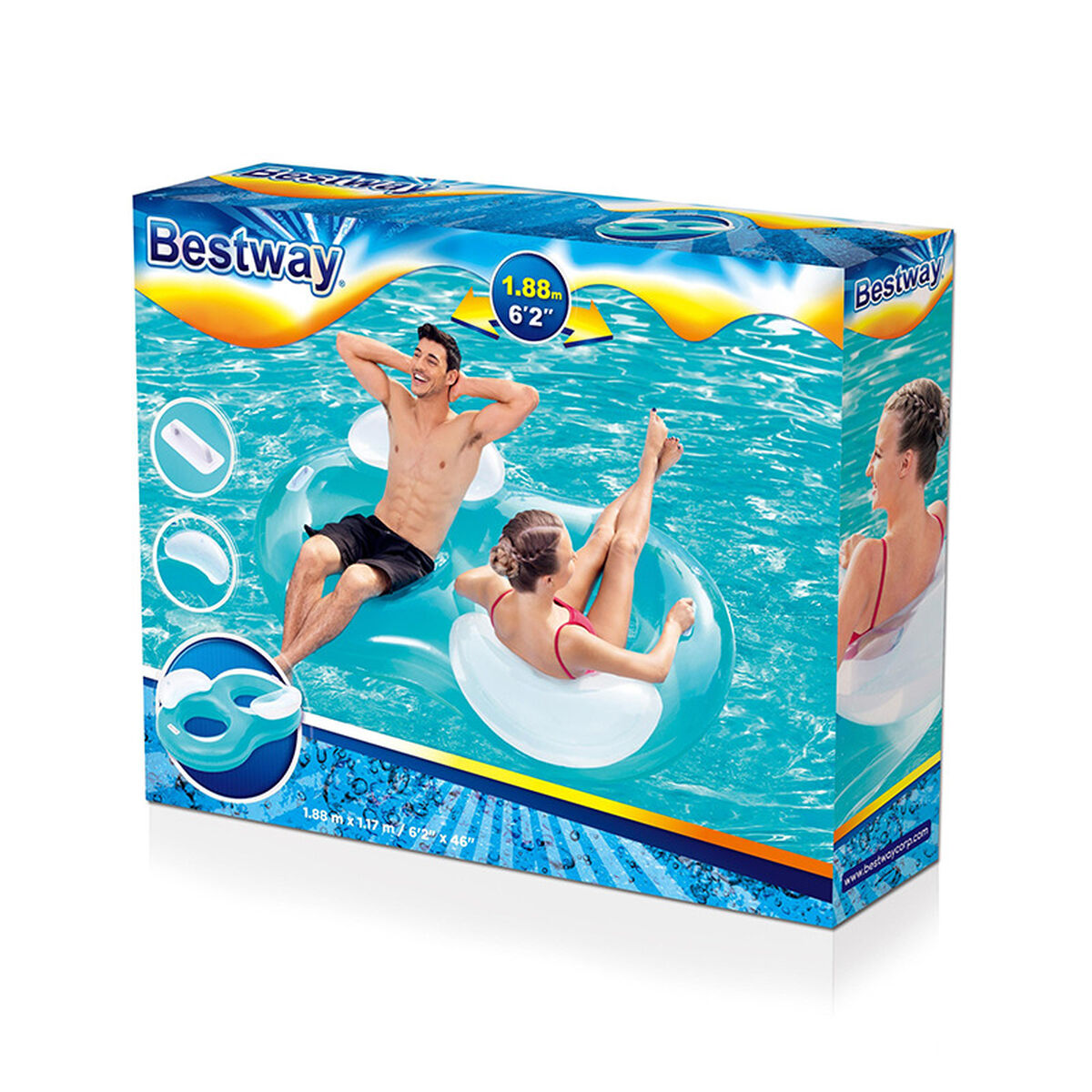 Bestway Dubbel Uppblåsbar Hjul med Kudde 188x117 cm Strand och Pool 43009 - finns hos Aktivcamping