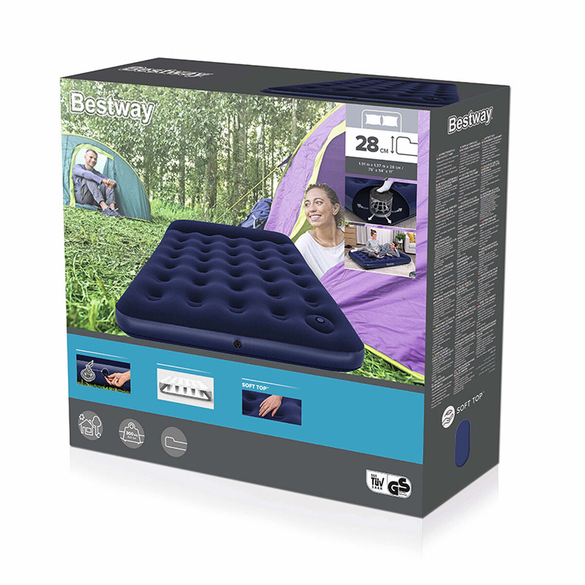 Bestway Dubbelsäng med Fotpump 191x137x28 cm Uppblåsbar och Camping 67225 finns hos Aktivcamping