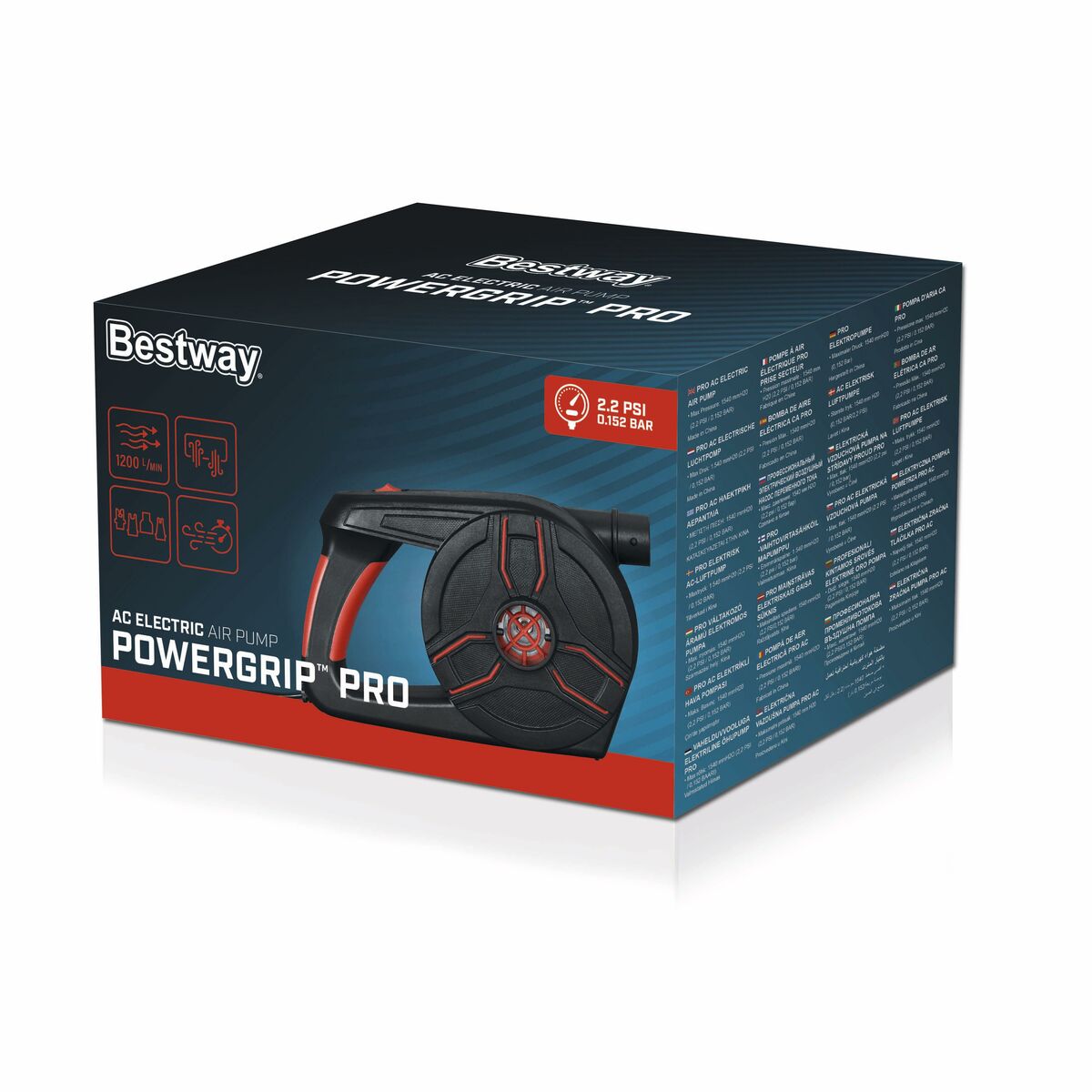 Bestway Elektrisk Pump Pro 19,8x12,3x12,4 cm 1200 L/min Uppblåsbar och Camping 62247 - finns hos Aktivcamping