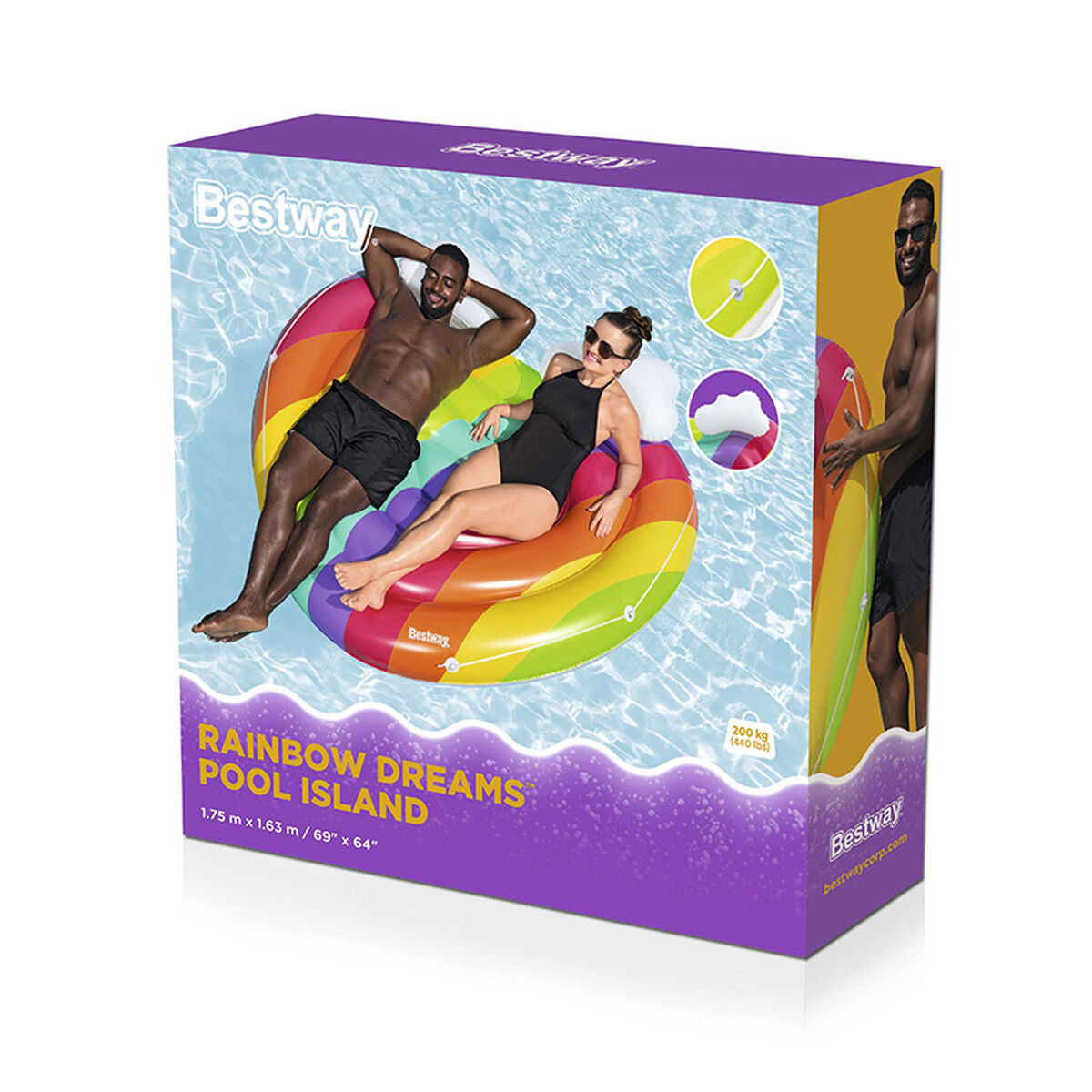 Bestway Flytande Ö Regnbåge Uppblåsbar 175x163 cm Strand och Pool 43722 finns hos Aktivcamping