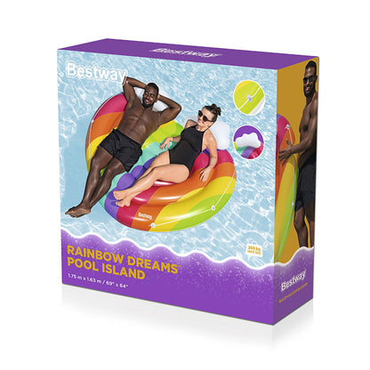 Bestway Flytande Ö Regnbåge Uppblåsbar 175x163 cm Strand och Pool 43722 finns hos Aktivcamping