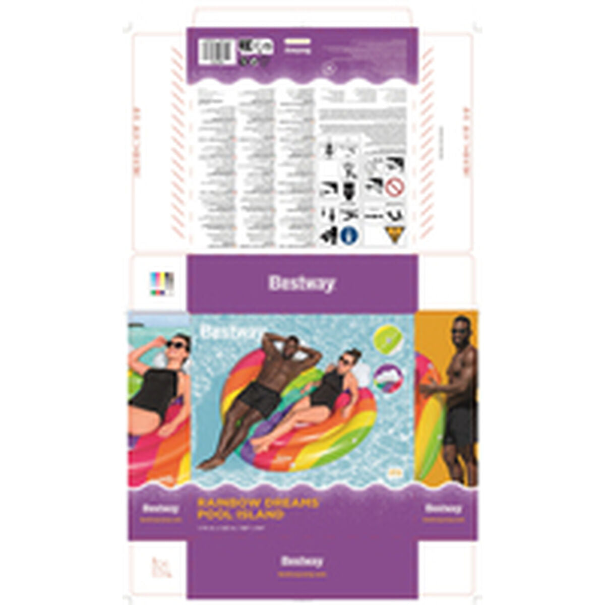 Bestway Flytande Ö Regnbåge Uppblåsbar 175x163 cm Strand och Pool 43722 finns hos Aktivcamping