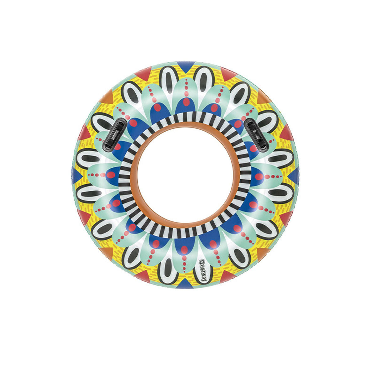 Bestway Flytande uppblåsbar flotte med handtag Azteka D107 cm +12 år strand och pool 36294 finns hos Aktivcamping