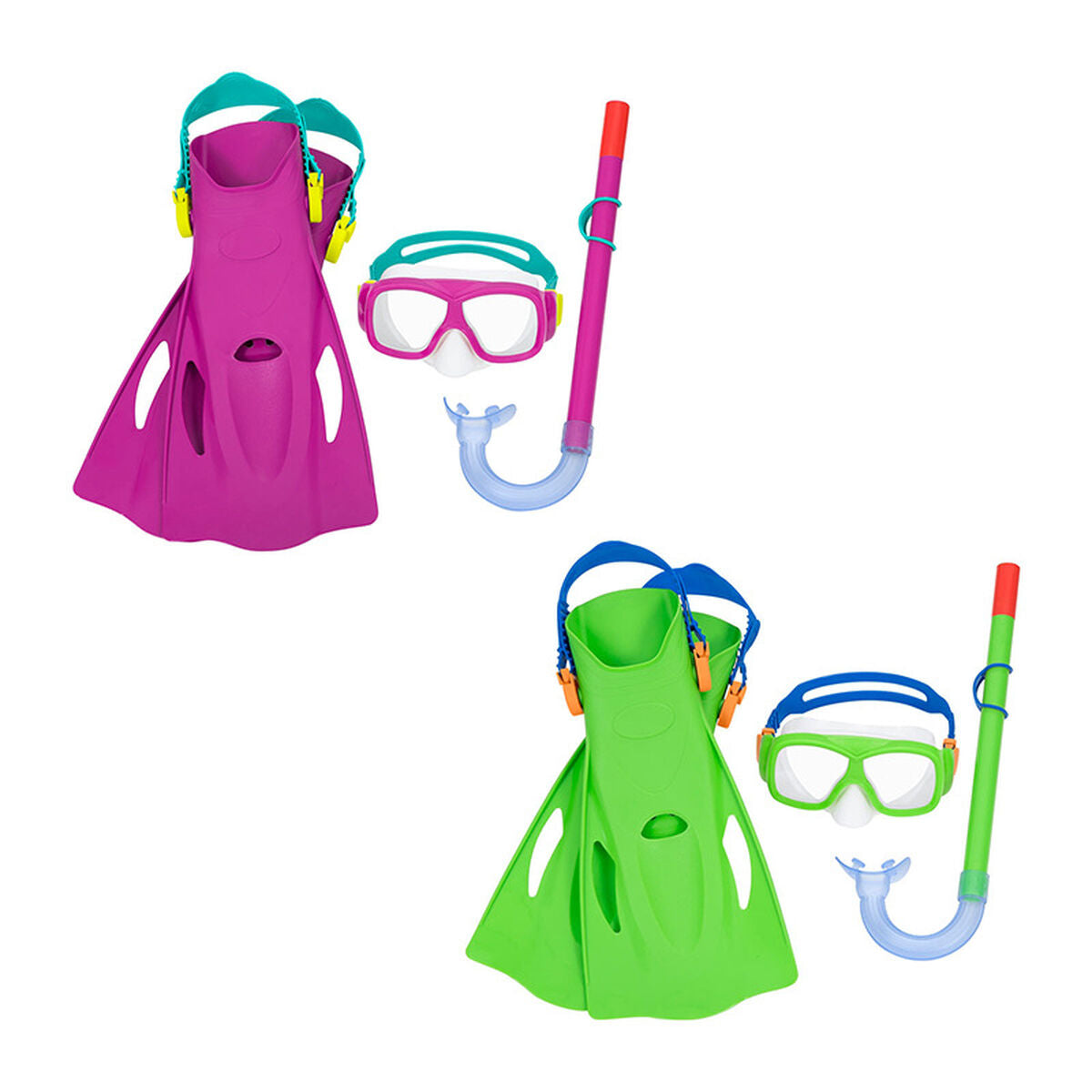 Bestway Junior Mask och Tube Set Purge Valve Blandade Färger +7 År Strand och Pool 24070 finns hos Aktivcamping
