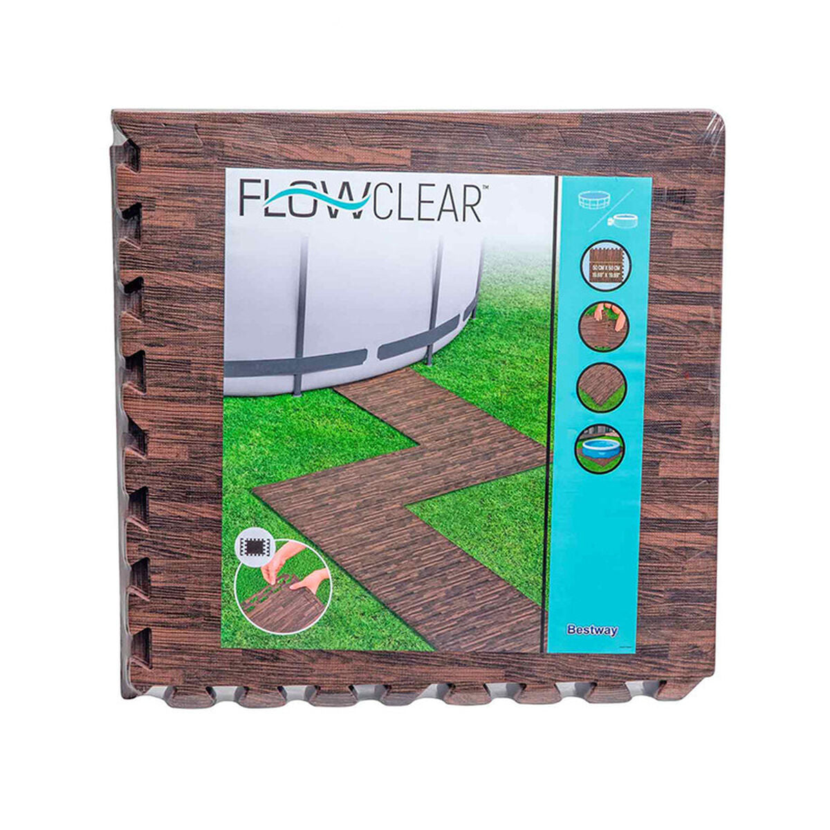 Bestway Pool Golv Skum Trästil Retractable 12 Stycken 50x50 cm Trädgård 58712 finns hos Aktivcamping