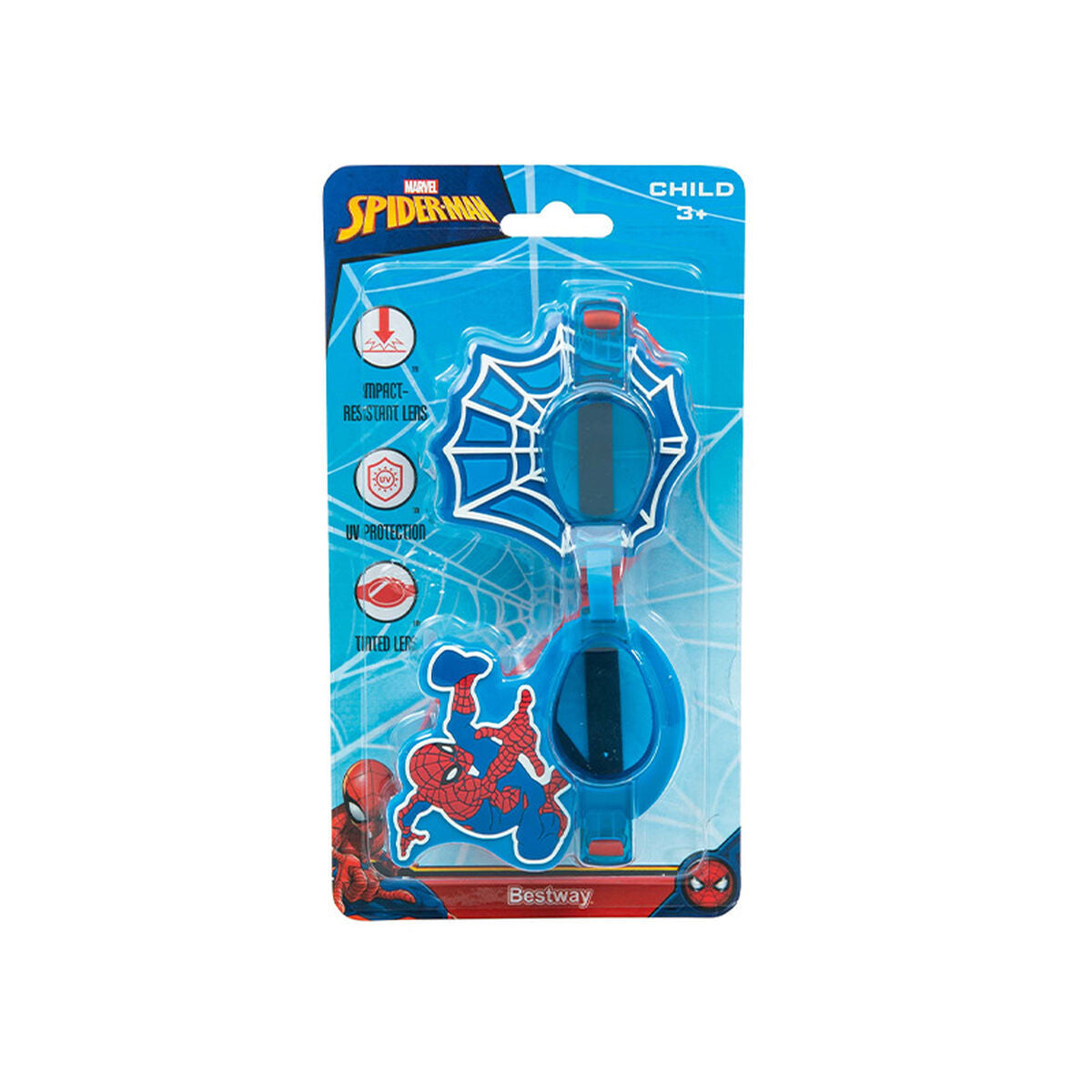 Bestway Spiderman Simglasögon för barn Silikonrem +3 år Strand och Pool 98022 finns hos Aktivcamping