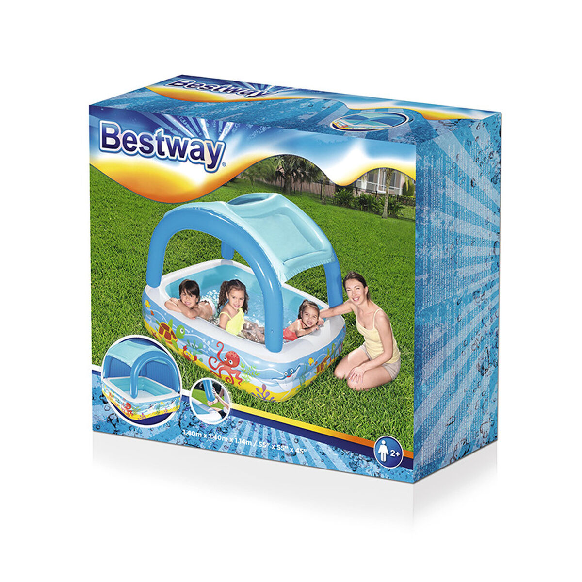 Bestway Uppblåsbar Barnpool Avtagbart Tak 140x140x114 cm +2 År Trädgård 52192 finns hos Aktivcamping