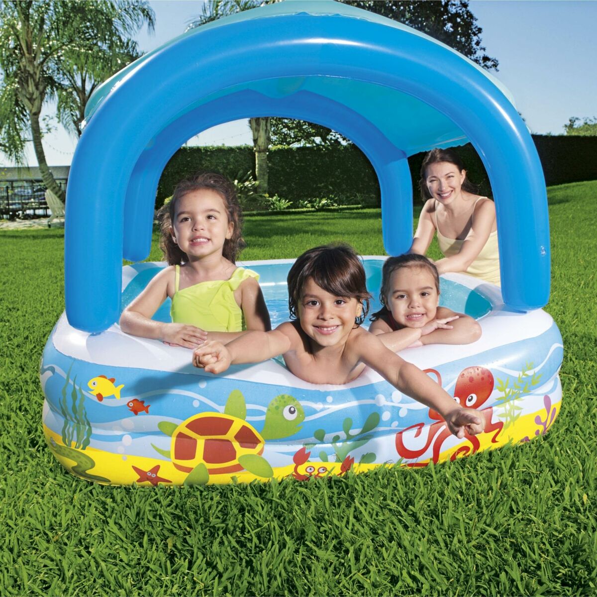 Bestway Uppblåsbar Barnpool Avtagbart Tak 140x140x114 cm +2 År Trädgård 52192 finns hos Aktivcamping