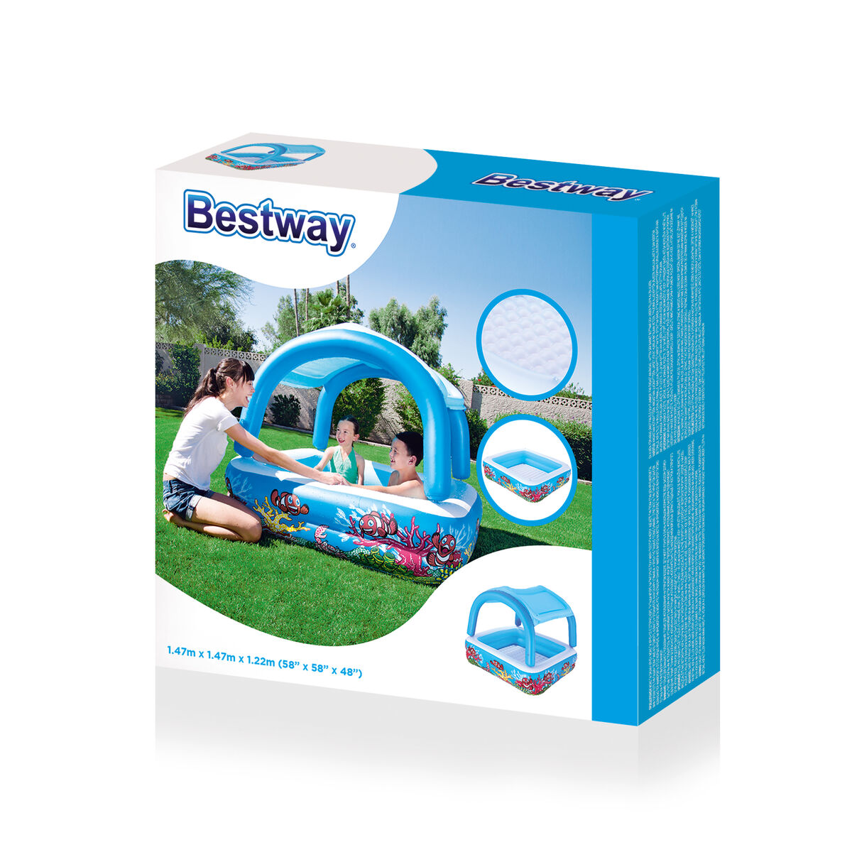 Bestway Uppblåsbar Barnpool Avtagbart Tak 140x140x114 cm +2 År Trädgård 52192 finns hos Aktivcamping