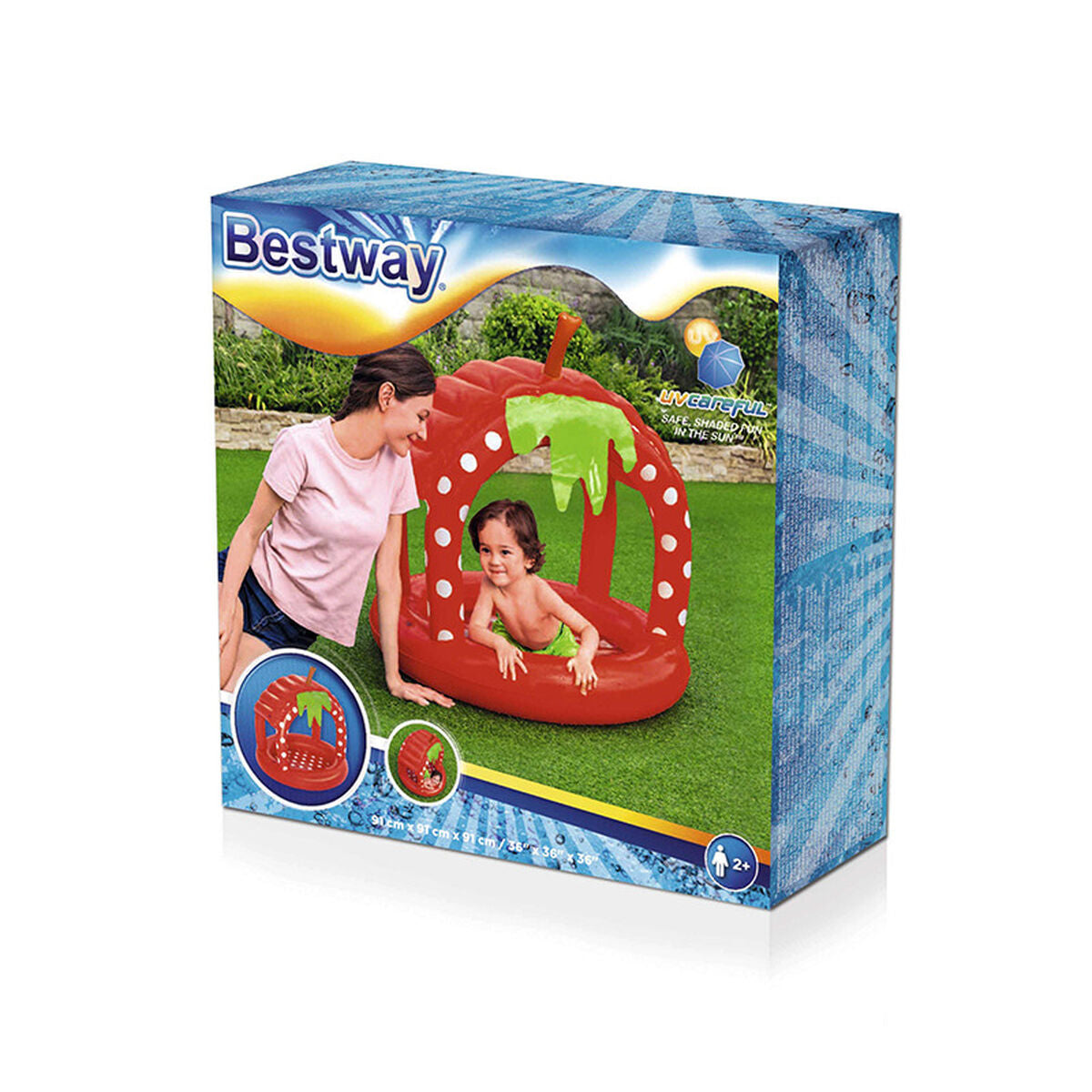 Bestway Uppblåsbar Barnpool med Tak Mjukt Golv 91x91x91 cm +2 År Trädgård 52387 finns hos Aktivcamping