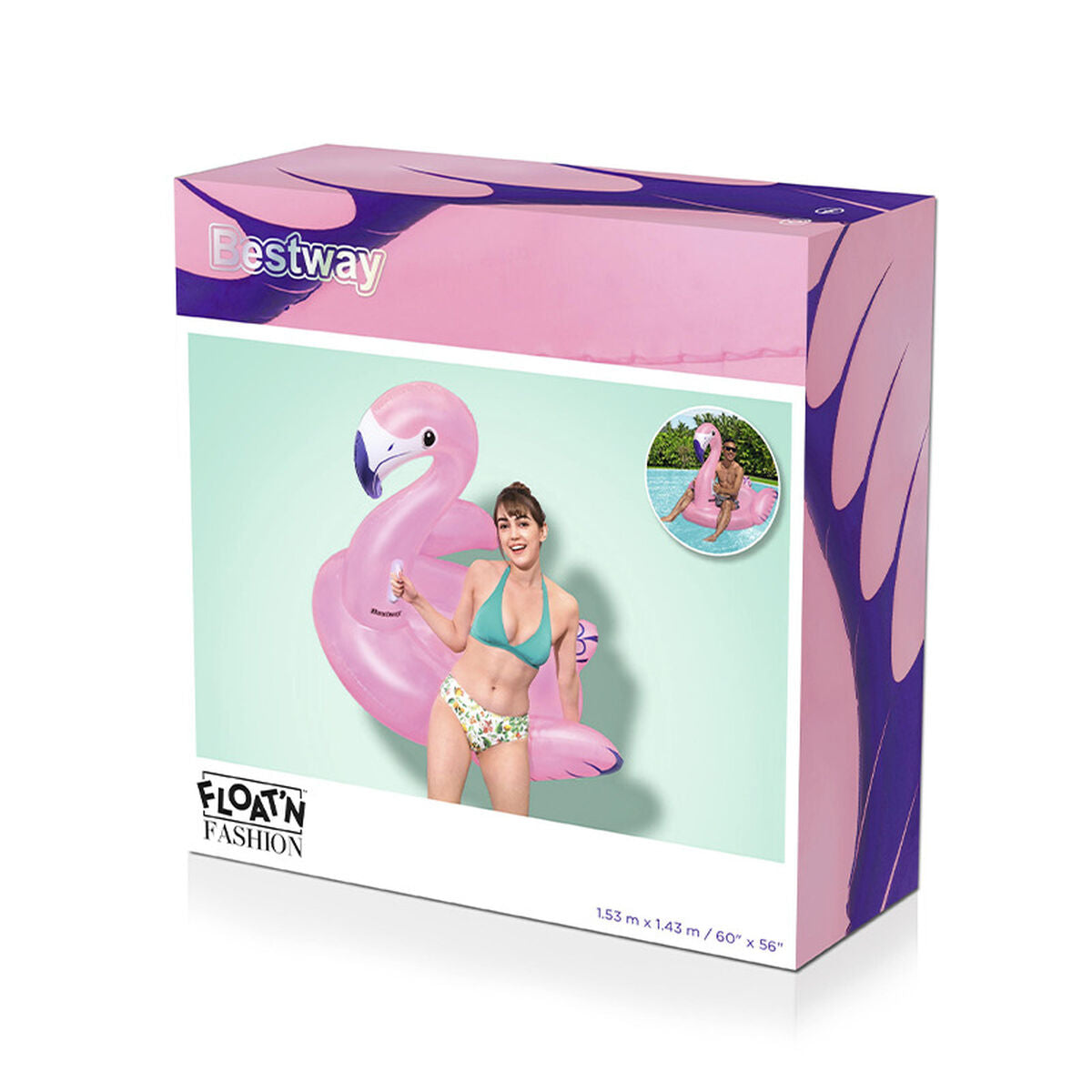 Bestway Uppblåsbar Figur Flamingo med Handtag 153x143 cm Strand och Pool 41475 finns hos Aktivcamping