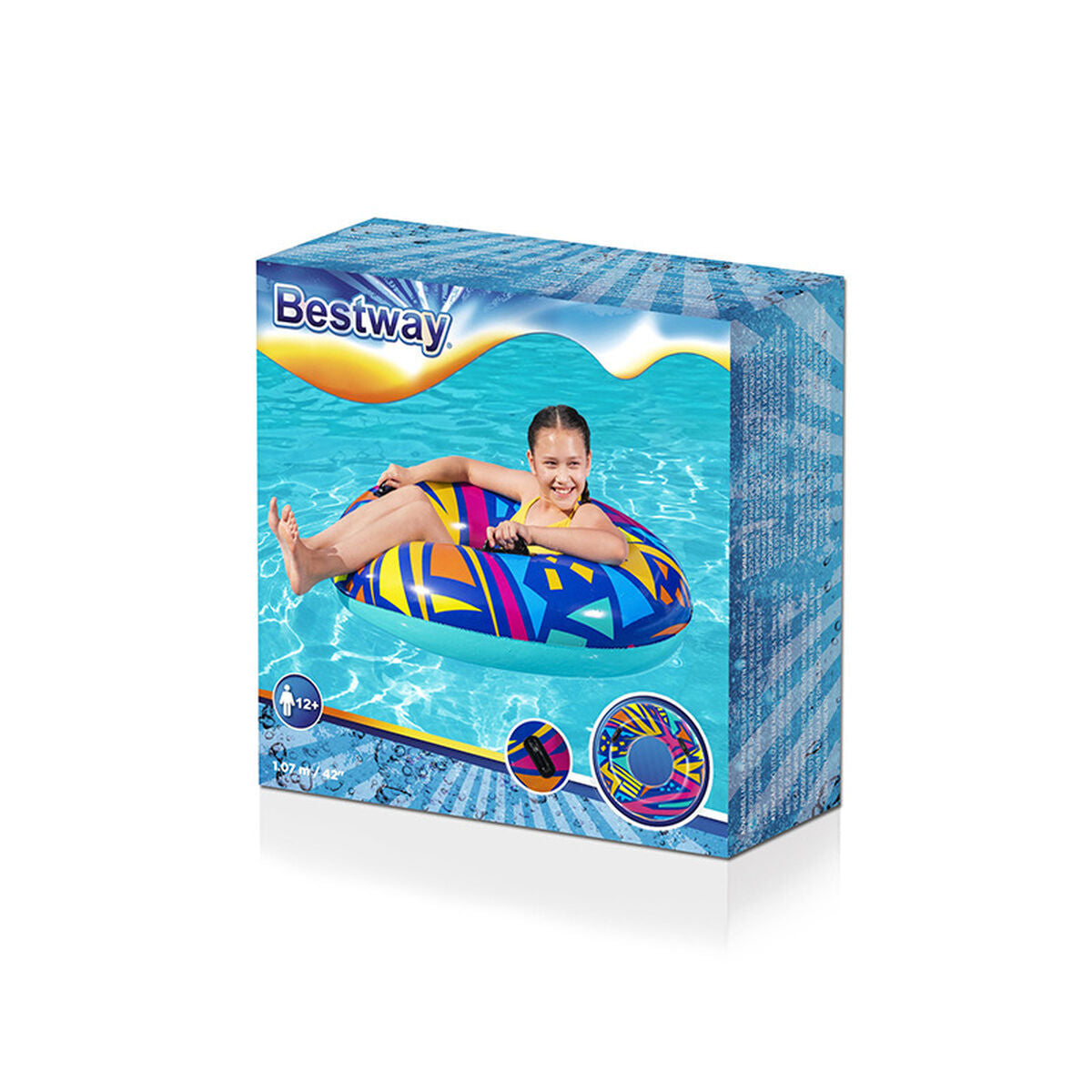 Bestway Uppblåsbar Flytare Dekorerad med Handtag Blandade Färger D107 cm +12 År Strand och Pool 36228 finns hos Aktivcamping