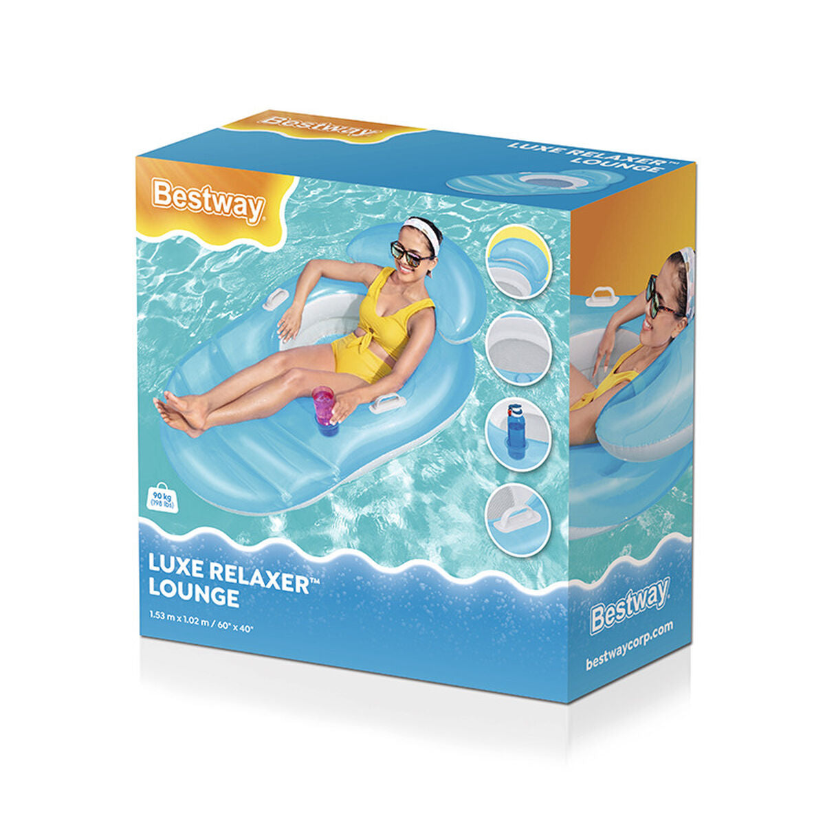 Bestway Uppblåsbar Lyx Relaxer-stol 153x102 cm Strand och Pool 43646 - finns hos Aktivcamping