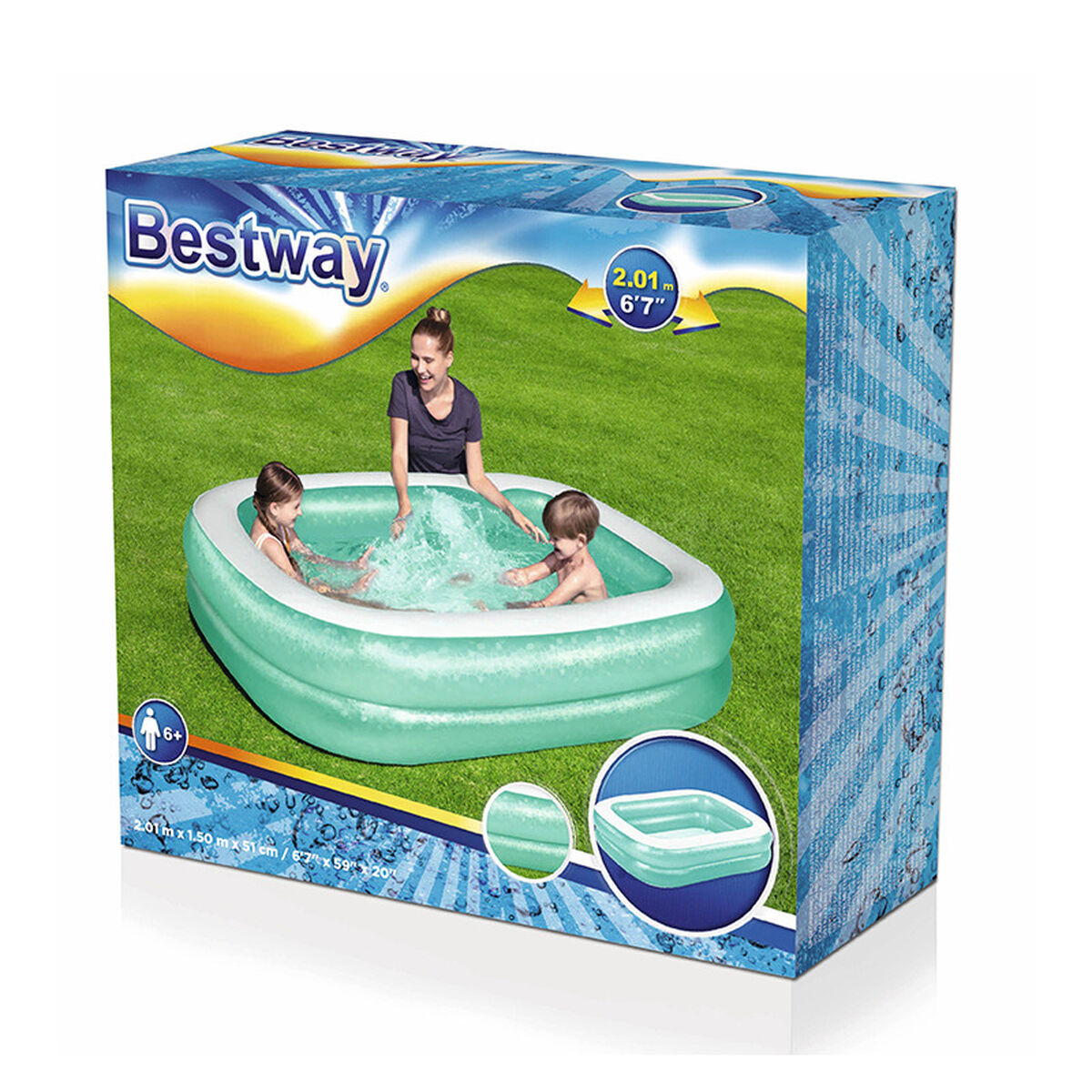 Bestway Uppblåsbar Pool 2 Kammare Rektangulär 201x150x51 cm +6 År Trädgård 54005 finns hos Aktivcamping