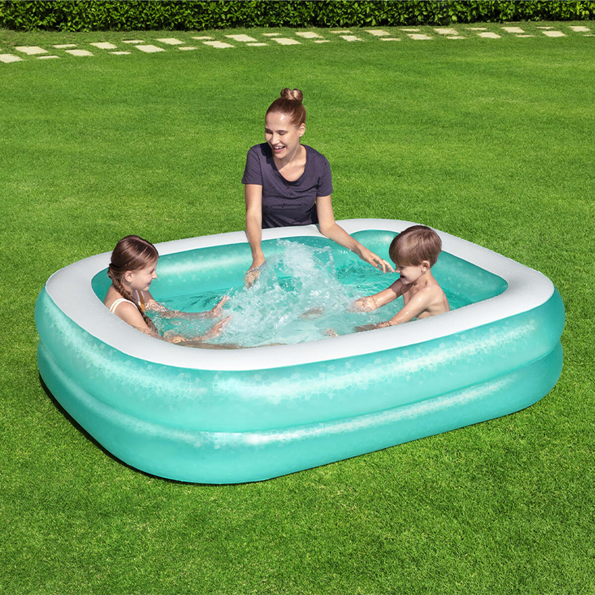 Bestway Uppblåsbar Pool 2 Kammare Rektangulär 201x150x51 cm +6 År Trädgård 54005 finns hos Aktivcamping