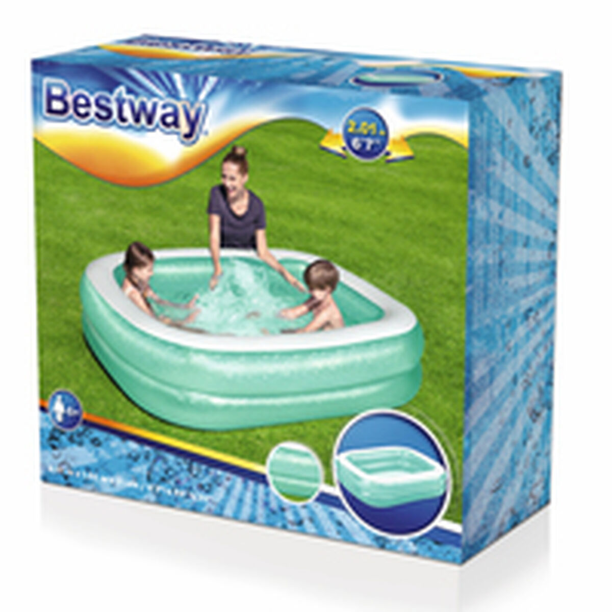 Bestway Uppblåsbar Pool 2 Kammare Rektangulär 201x150x51 cm +6 År Trädgård 54005 finns hos Aktivcamping
