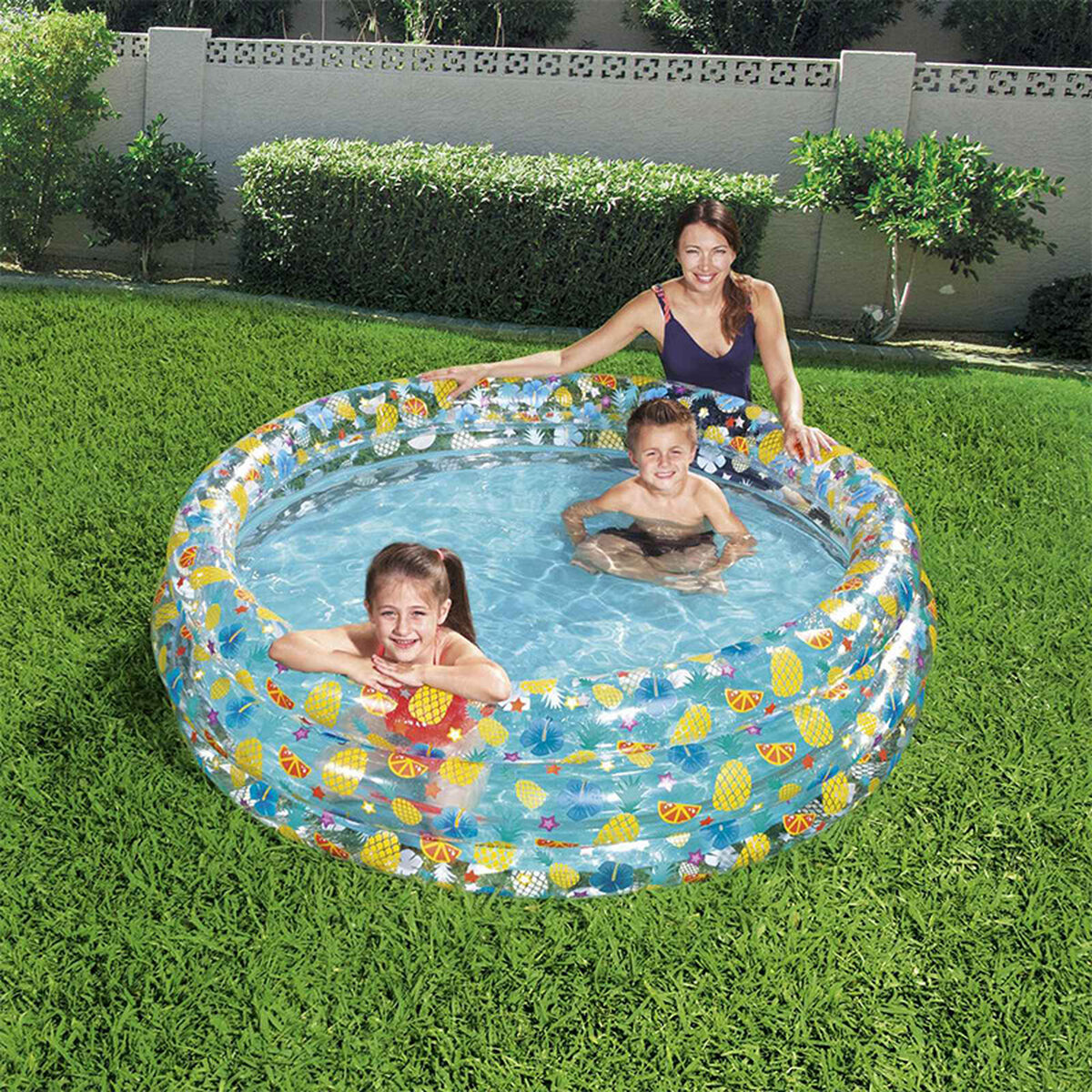 Bestway Uppblåsbar Pool 3 Ringar Transparent Tropisk 170x53 cm +6 År Trädgård 51048 finns hos Aktivcamping