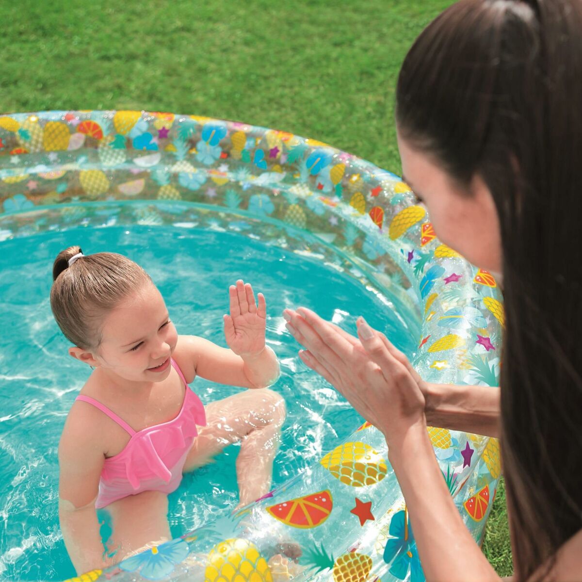 Bestway Uppblåsbar Pool 3 Ringar Transparent Tropisk 170x53 cm +6 År Trädgård 51048 finns hos Aktivcamping