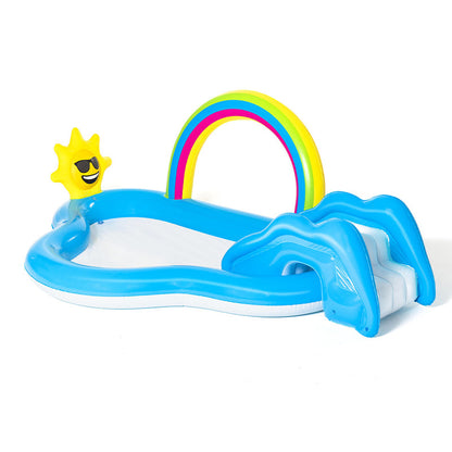 Bestway Uppblåsbar Pool Lekpark Regnbåge 257x145x91 cm +2 År Trädgård 53092 finns hos Aktivcamping
