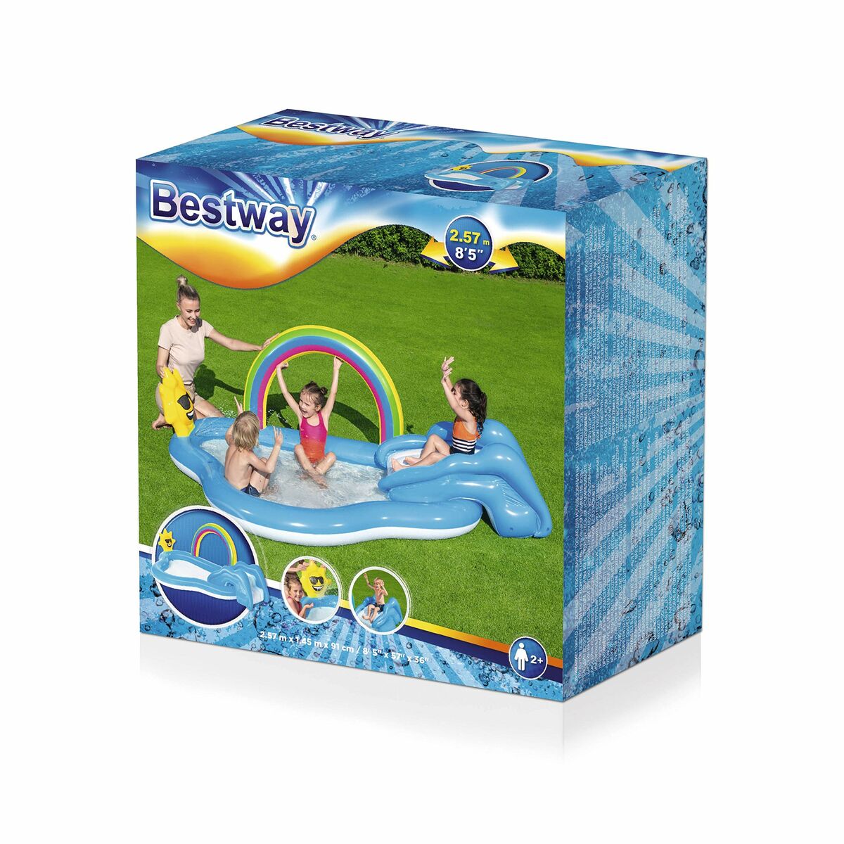 Bestway Uppblåsbar Pool Lekpark Regnbåge 257x145x91 cm +2 År Trädgård 53092 finns hos Aktivcamping