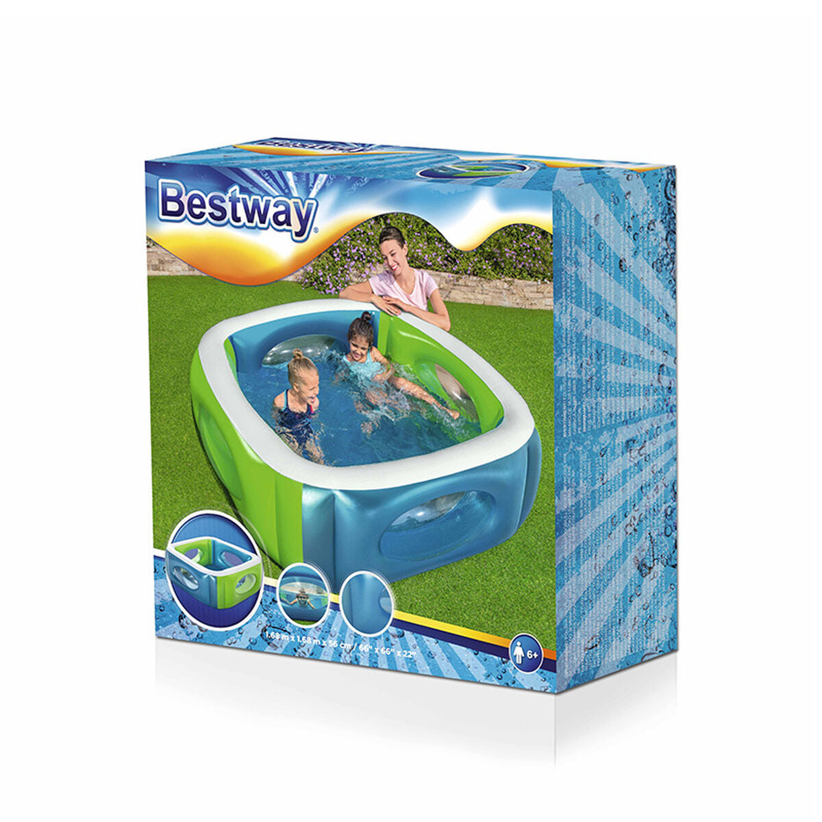 Bestway Uppblåsbar Pool med Kikare 168x168x56 cm +6 År Trädgård 51132 finns hos Aktivcamping