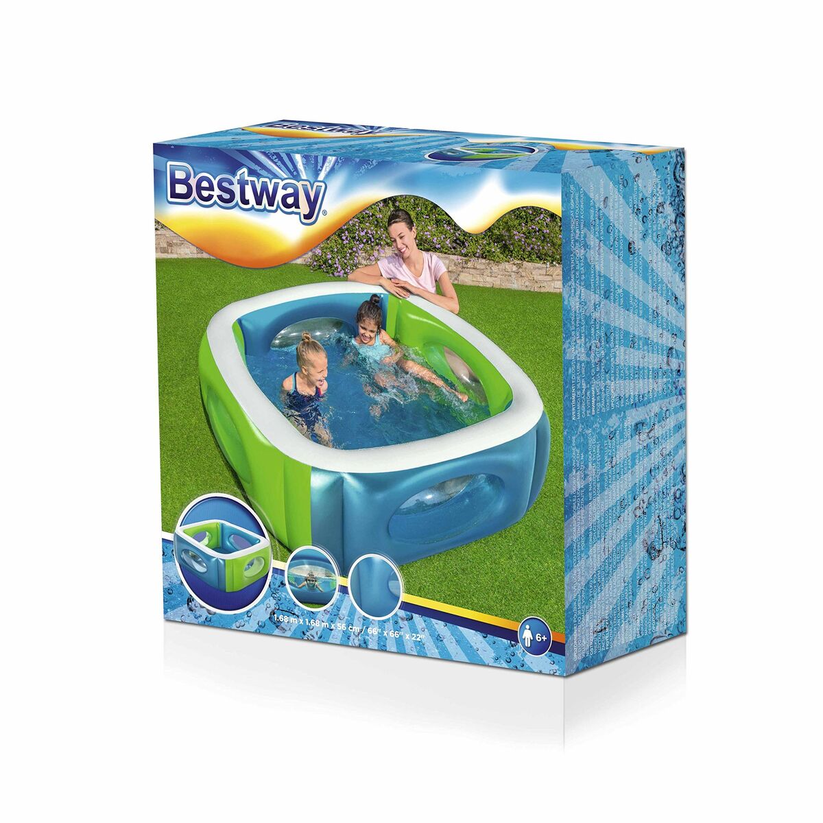 Bestway Uppblåsbar Pool med Kikare 168x168x56 cm +6 År Trädgård 51132 finns hos Aktivcamping