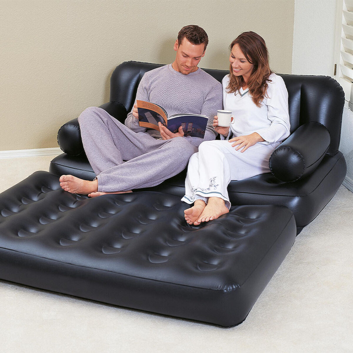 Bestway Uppblåsbar Stol 5 Positioner Svart 188x152x64 cm Inner 75054 finns hos Aktivcamping