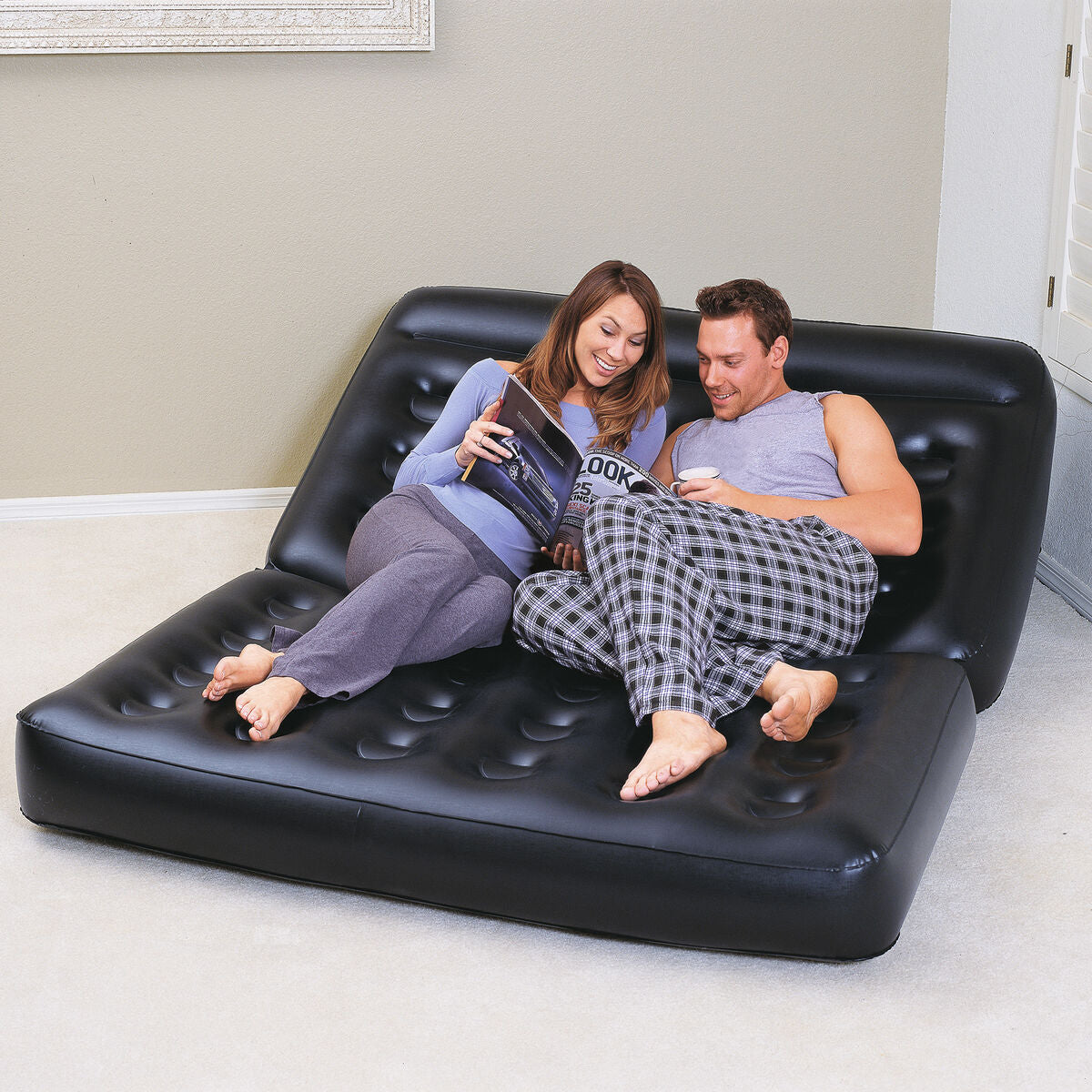 Bestway Uppblåsbar Stol 5 Positioner Svart 188x152x64 cm Inner 75054 finns hos Aktivcamping