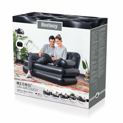 Bestway Uppblåsbar Stol 5 Positioner Svart 188x152x64 cm Inner 75054 finns hos Aktivcamping