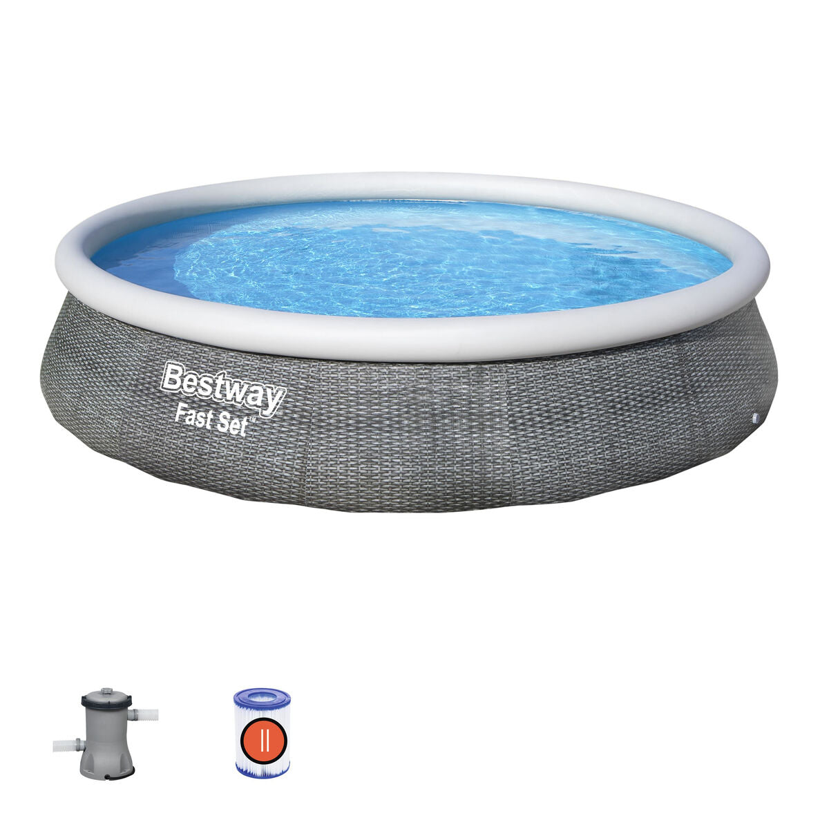 Bestway Uppblåsbar Vuxenpool Aro Rattan med Rengörare 396x84 cm Trädgård 57376 finns hos Aktivcamping