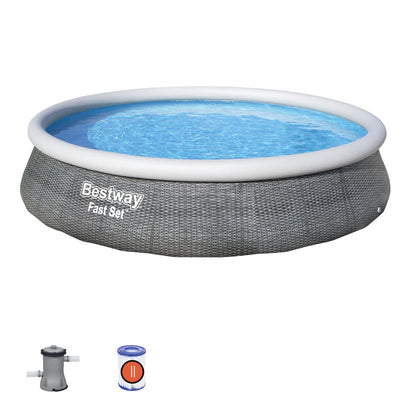 Bestway Uppblåsbar Vuxenpool Aro Rattan med Rengörare 396x84 cm Trädgård 57376 finns hos Aktivcamping