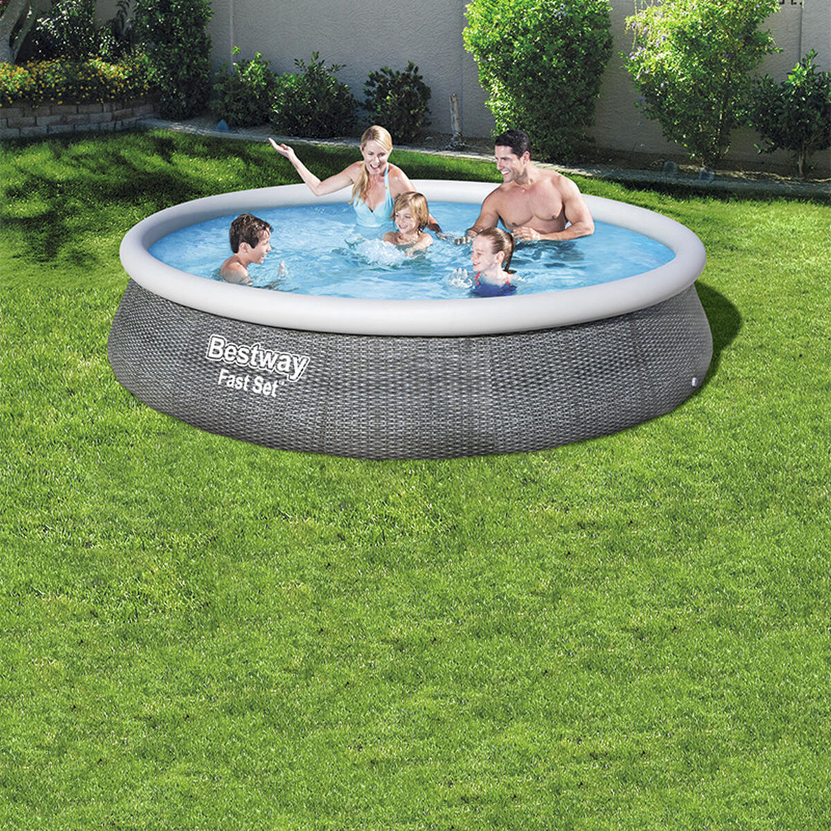 Bestway Uppblåsbar Vuxenpool Aro Rattan med Rengörare 396x84 cm Trädgård 57376 finns hos Aktivcamping